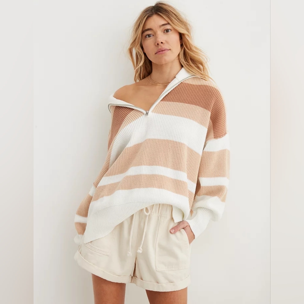 💜Aerie Beyond 1/4 Zip in Toasty Combo